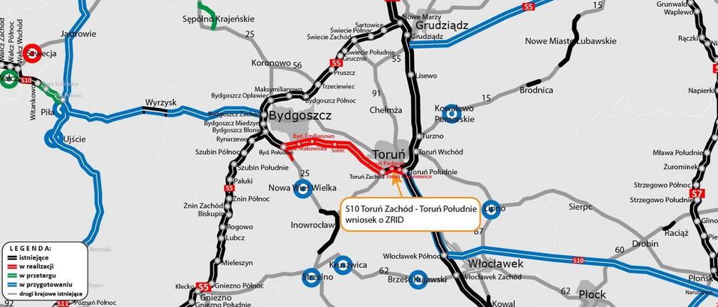 Ostatni wniosek o ZRID dla S10 Bydgoszcz - Toruń